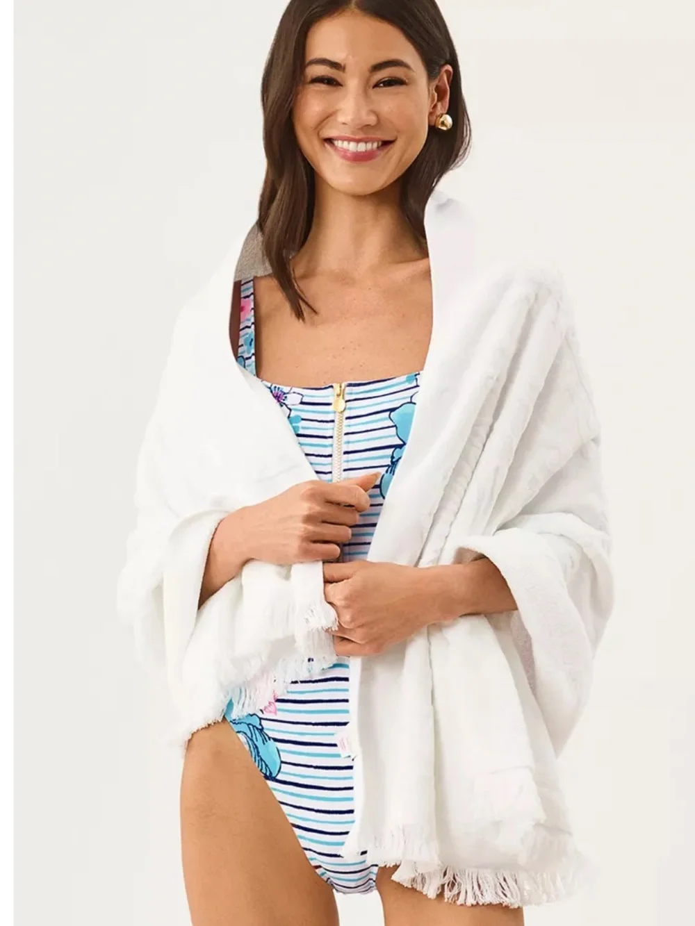 Lilly Pulitzer Beach Towel Resort White Terry Tropical Pool Vacation Preppy